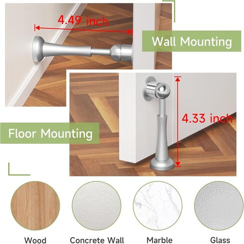 توقف باب مغناطيسي قوي، سدادات باب من الألومنيوم للجدار، حامل باب بتقنية امتصاص الصدمات الزنبركية لإبقاء الباب مفتوحًا، سدادة باب سوداء غير لامعة، مقاومة للصدأ in Kuwait
