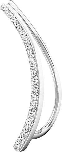 Dazzlingrock Collection Round White Diamond Small Curved Crawler Climber Cuff Earring (1Pc) (0.11 ctw, I-J Color, I2-I3 Clarity) | 925 Sterling Silver in Kuwait