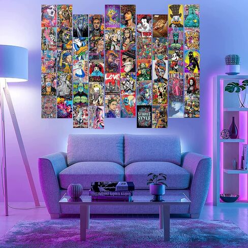 LIYA 50PCS Banksy Wall Collage Kit,4x6 inch,Graffiti Street Art Set, Famous Artists Pop Art, Girls and Boys Room Decor, Graffiti Posters for Teen Boys Men Guys Room Dorm Bedroom Decor Wall Art Set in Saudi Arabia