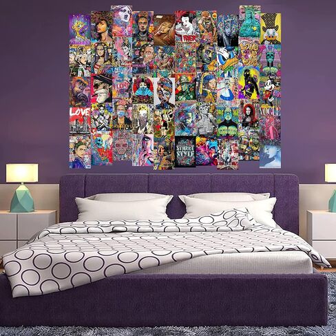 LIYA 50PCS Banksy Wall Collage Kit,4x6 inch,Graffiti Street Art Set, Famous Artists Pop Art, Girls and Boys Room Decor, Graffiti Posters for Teen Boys Men Guys Room Dorm Bedroom Decor Wall Art Set in Saudi Arabia