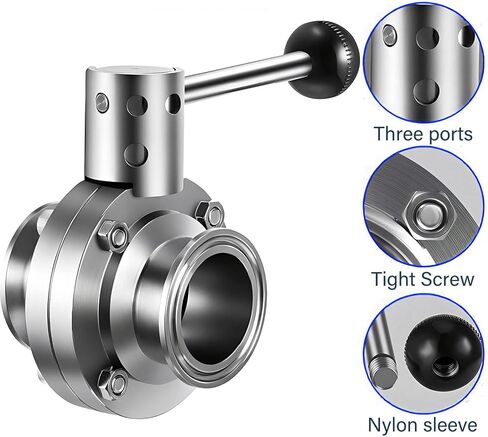 1.5 Inch Tri Clamp Sanitary Butterfly Valve with Pull Handle Stainless Steel 304, 2 Pack in Saudi Arabia