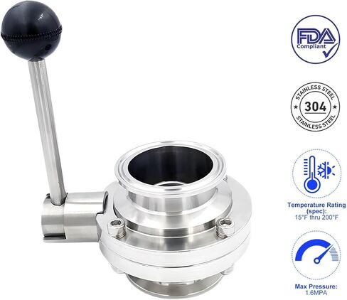 1.5 Inch Tri Clamp Sanitary Butterfly Valve with Pull Handle Stainless Steel 304, 2 Pack in Saudi Arabia