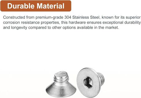 M3-0.5 x 10mm Flat Head Socket Cap Screws, 40 Pack 304 Stainless Steel Hex Socket Flat Head Screws, Full Thread, Countersunk Bolts in Kuwait