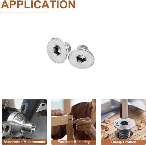 M3-0.5 x 10mm Flat Head Socket Cap Screws, 40 Pack 304 Stainless Steel Hex Socket Flat Head Screws, Full Thread, Countersunk Bolts in Kuwait