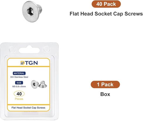 M3-0.5 x 10mm Flat Head Socket Cap Screws, 40 Pack 304 Stainless Steel Hex Socket Flat Head Screws, Full Thread, Countersunk Bolts in Kuwait