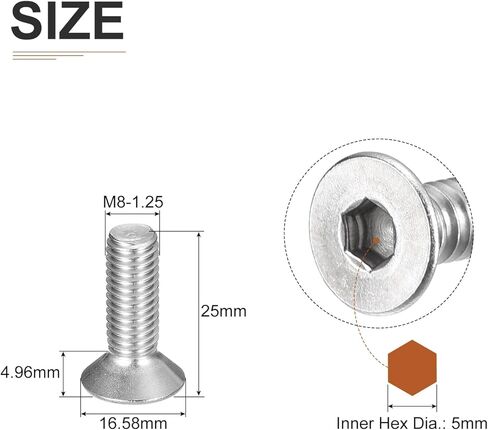 M3-0.5 x 10mm Flat Head Socket Cap Screws, 40 Pack 304 Stainless Steel Hex Socket Flat Head Screws, Full Thread, Countersunk Bolts in Kuwait