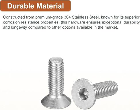 M3-0.5 x 10mm Flat Head Socket Cap Screws, 40 Pack 304 Stainless Steel Hex Socket Flat Head Screws, Full Thread, Countersunk Bolts in Kuwait