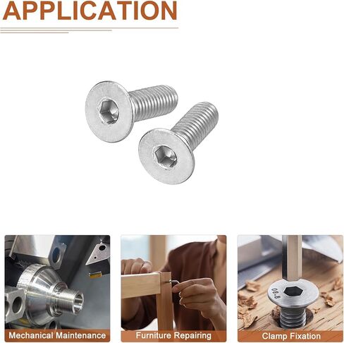 M3-0.5 x 10mm Flat Head Socket Cap Screws, 40 Pack 304 Stainless Steel Hex Socket Flat Head Screws, Full Thread, Countersunk Bolts in Kuwait