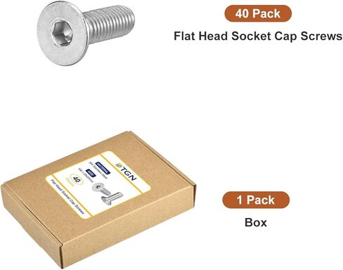 M3-0.5 x 10mm Flat Head Socket Cap Screws, 40 Pack 304 Stainless Steel Hex Socket Flat Head Screws, Full Thread, Countersunk Bolts in Kuwait