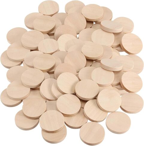 SENJEUN 100 Pack 2 Inch Round Wood Coins, Wood Cutout Circles Chips, Natural Wooden Coins Unfinished Small Blank Tokens Wood Discs for Arts Supplies, Hand Crafts, DIY Projects in Saudi Arabia