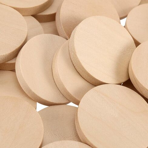 SENJEUN 100 Pack 2 Inch Round Wood Coins, Wood Cutout Circles Chips, Natural Wooden Coins Unfinished Small Blank Tokens Wood Discs for Arts Supplies, Hand Crafts, DIY Projects in Saudi Arabia