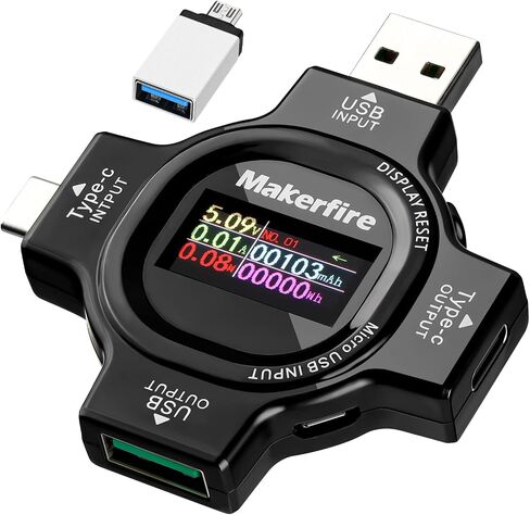 USB C Power Meter USB Tester, USB Multimeter 3.6-32V 0-5A Voltage Current Capacity Amp Volt Voltmeter Ammeter Detector Digital Tester with 1.44in Color Display for Chargers Power Bank in Saudi Arabia