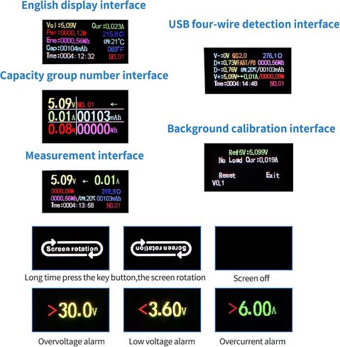 USB C Power Meter USB Tester, USB Multimeter 3.6-32V 0-5A Voltage Current Capacity Amp Volt Voltmeter Ammeter Detector Digital Tester with 1.44in Color Display for Chargers Power Bank in Saudi Arabia