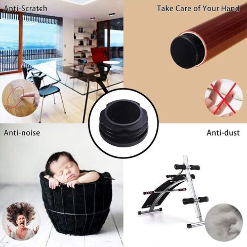 OGC (10 عبوات) - 1 بوصة OD مستديرة سوداء للمقابس البلاستيكية بواسطة غطاء غطاء أنبوبي متين للكرسي الانزلاقي، قابس نهائي in Kuwait