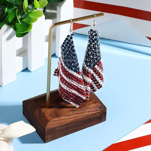 2 Pairs 4th of July American Flag Earrings Stars and Stripes Earrings USA Lightweight Dangle Red White Blue American Flag Earrings Patriotic Earrings for Women 4th of July Independence Day Daily Wear in Saudi Arabia