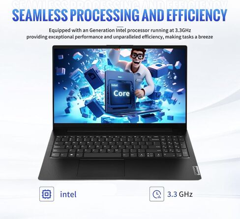 Lenovo Newest V15 Series 15.6"(1920x1080) FHD Laptop | Intel 4-Cores Upto 3.3Ghz Processor | Dolby Audio | Ethernet | HDMI | WiFi & Bluetooth | Webcam | Windows 11 Home (16GB RAM | 1TB SSD) in Saudi Arabia