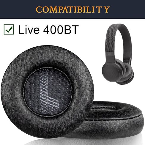 SOULWIT Replacement Ear Pads for JBL Live 400BT/Live 400 BT On-Ear Wireless Headphones, Live400 Earpads Cushions with Softer Protein Leather, Noise Isolation Foam - Black in Saudi Arabia