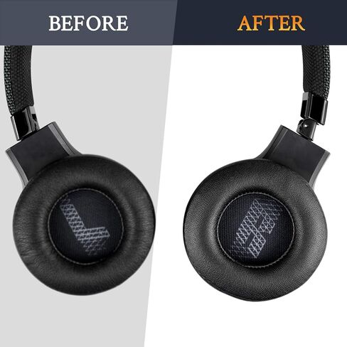 SOULWIT Replacement Ear Pads for JBL Live 400BT/Live 400 BT On-Ear Wireless Headphones, Live400 Earpads Cushions with Softer Protein Leather, Noise Isolation Foam - Black in Saudi Arabia