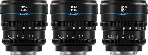 SIRUI Night Walker T1.2 Cine Lens Set, 16mm, 24mm, 35mm, 55mm, 75mm Large Aperture Manual Focus Lens (X Mount,Black) in Kuwait