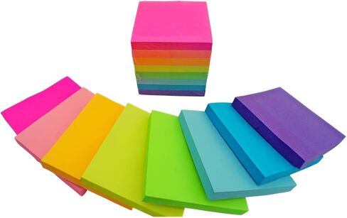 (8 Pack) 800 Sheets of Sticky Notes 3x3, Colored Sticky Notes, Sticky Note Pads, Stickey Notes Bulk, Sticky Pad, Colorful Sticky Notes Pack, Stickies in Saudi Arabia