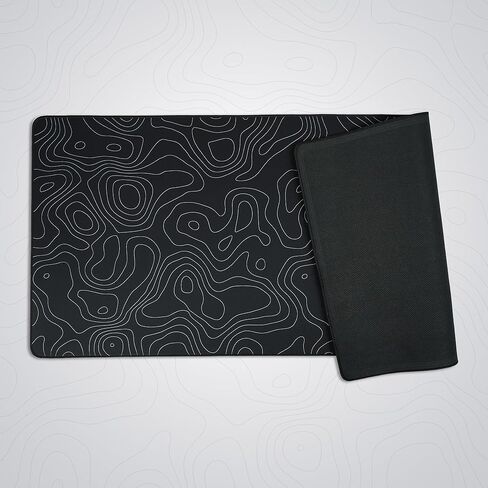 Black XXL Gaming Mousepad,Topographic map Desk mat，Stitched Edges，Waterproof Comfortable Mousepad with Non-Slip Rubber Base for Computer | Laptop | Office & Home | 35.4x15.7in in Saudi Arabia