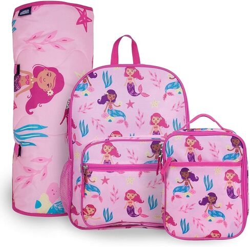 حقيبة ظهر Wildkin Day2Day، حقيبة صندوق الغداء مع حزمة حصيرة القيلولة (حوريات البحر الرائعة) in Kuwait