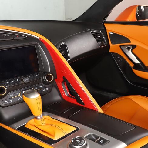 Sekhyna Center Armrest Cover Trim ABS 2PCS Compatible with Corvette C7 Stingray 2014-2019 Center Console Armrest Cover Trim Molding Accessories (ABS Carbon) in Saudi Arabia