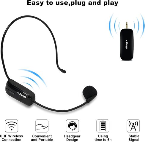 ميكروفون لاسلكي UHF سماعة رأس لاسلكية نظام ميكروفون ميكروفون قابل لإعادة الشحن وجهاز استقبال لاسلكي لمضخم الصوت ونظام PA والمعلم والمرشدين السياحيين والمدربين in Kuwait