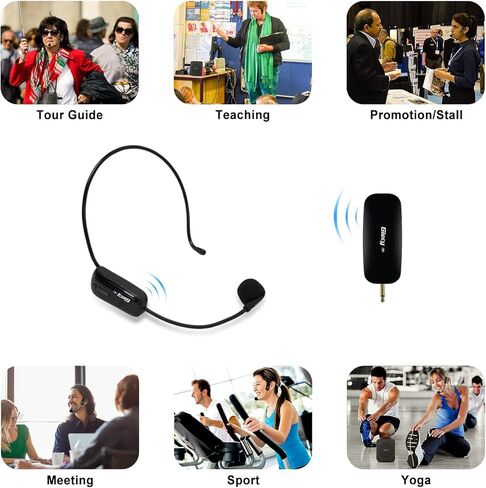 ميكروفون لاسلكي UHF سماعة رأس لاسلكية نظام ميكروفون ميكروفون قابل لإعادة الشحن وجهاز استقبال لاسلكي لمضخم الصوت ونظام PA والمعلم والمرشدين السياحيين والمدربين in Kuwait