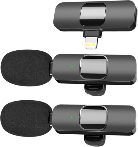 Wireless Microphone for iPhone 15 Series,iPad,Android, USB-C Wireless Clip-on Microphones for iPhone Video Recording, Interview, TikTok, YouTube (2 Pack) in Saudi Arabia