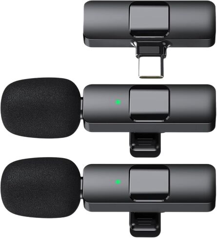 Wireless Microphone for iPhone 15 Series,iPad,Android, USB-C Wireless Clip-on Microphones for iPhone Video Recording, Interview, TikTok, YouTube (2 Pack) in Saudi Arabia
