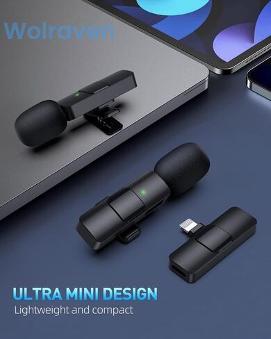 Wireless Microphone for iPhone 15 Series,iPad,Android, USB-C Wireless Clip-on Microphones for iPhone Video Recording, Interview, TikTok, YouTube (2 Pack) in Saudi Arabia