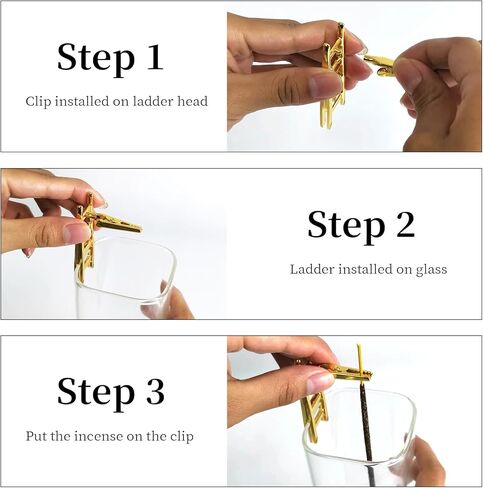 حامل بخور للعصي، بخور سلم لطيف - حامل عصا مع مبخرة زجاجية لامتصاص الرماد خالية من الفوضى لديكور المنزل واليوجا والمنتجعات الصحية (السلم) in Kuwait