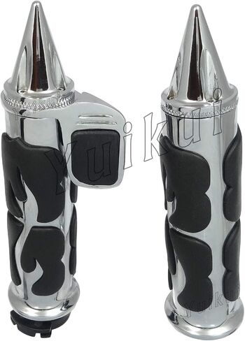 Motorcycle Black Chrome 25.4mm/1 Inch Rubeer Fire Flame Hand Grips Handlebar Bars Grips With boss throttle for YAMAHA V-STAR 950 / DRAG STAR XVS 950 / TOURER From 2014 in Saudi Arabia