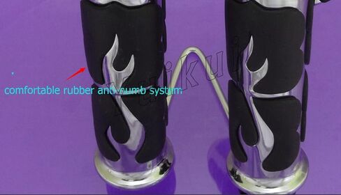Motorcycle Black Chrome 25.4mm/1 Inch Rubeer Fire Flame Hand Grips Handlebar Bars Grips With boss throttle for YAMAHA V-STAR 950 / DRAG STAR XVS 950 / TOURER From 2014 in Saudi Arabia