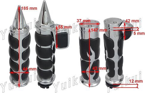 Motorcycle Black Chrome 25.4mm/1 Inch Rubeer Fire Flame Hand Grips Handlebar Bars Grips With boss throttle for YAMAHA V-STAR 950 / DRAG STAR XVS 950 / TOURER From 2014 in Saudi Arabia