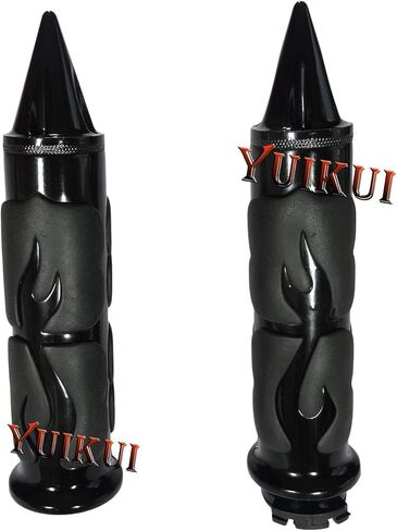 دراجة نارية سوداء كروم 25.4 مم/1 بوصة مقابض يد لهب النار من روبير مقابض قضبان المقود مع خنق رئيس متوافق مع Yamaha V-Star 950 / Drag Star XVS 950 / Tourer من 2014 in Kuwait