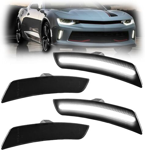 LED Side Front Marker Light,Sidemarker Lamp,Parking Turn Signal Light Compatible with Chevy Camaro 2016-2023,Cadillac CTS,ATS (white 2pcs front + 2pcs rear Lights) in Saudi Arabia