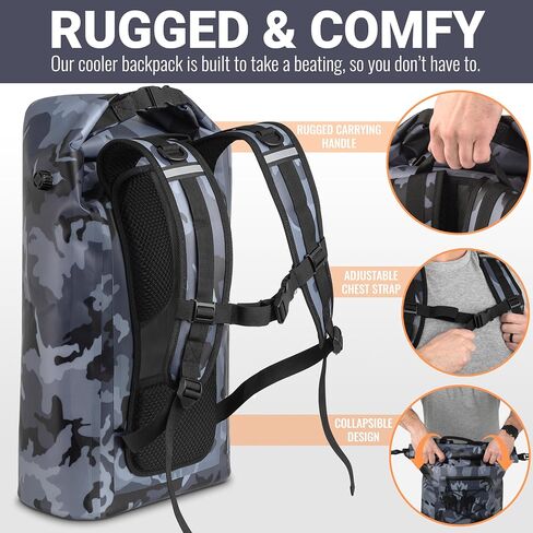 Premium Soft-Sided Roll-Top 33L Insulated Backpack Cooler Bag in Saudi Arabia