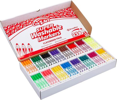 Cra-Z-Art Super Washable Broadline Markers Bulk Class Pack 200ct 8 Assorted Colors, 25 Broadline Markers in Each Color in Kuwait