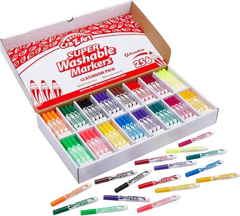 Cra-Z-Art Super Washable Broadline Markers Bulk Class Pack 200ct 8 Assorted Colors, 25 Broadline Markers in Each Color in Kuwait