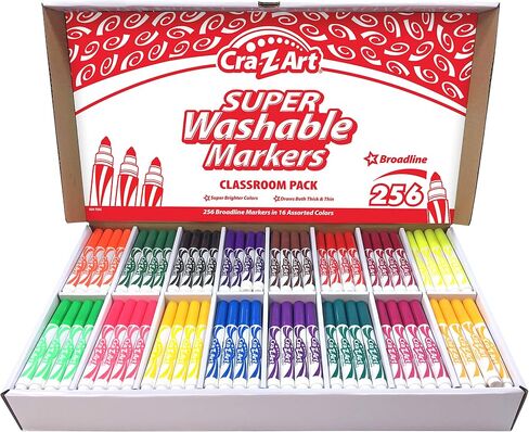 Cra-Z-Art Super Washable Broadline Markers Bulk Class Pack 200ct 8 Assorted Colors, 25 Broadline Markers in Each Color in Kuwait