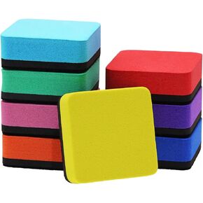 Whiteboard Eraser 8Pcs Assorted Color Small Magnetic Dry Eraser Chalkboard Cleaners Wiper for Classroom Office and Home (5 * 5cm, Square)