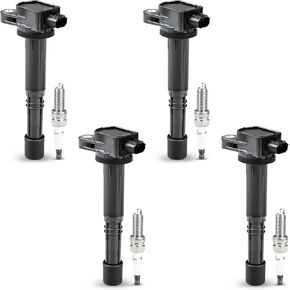 JDMON Ignition Coils Pack &Spark Plug Compatible with Honda Accord 2008-2012,CR-V 2010-2014,Civic 2012-2015,Crosstour 2012-2015, Compatible with Acura ILX 2013-2015 2.4L UF602 93175 30520-R40-007