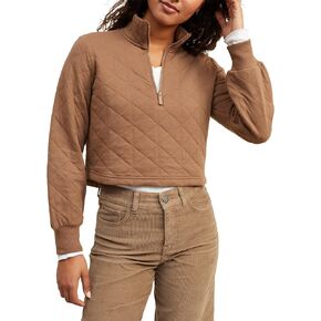 UpWest Women's Quilted Quarter-Zip Sweatshirt