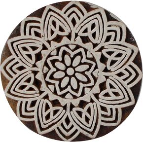 Handmade Round Spiral Wooden Printing Block Stamps Geometric Textile Scrapbook Henna Tattoo Clay Pottery Craft Blocks