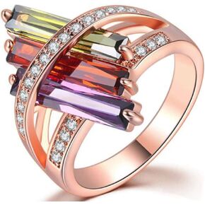 Jude Jewelers Rose Gold Plated Austrian Crystal Chunky Style Cocktail Party Statement Ring