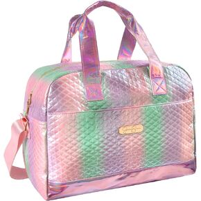 Jessica Simpson Travel Tote Duffle Bag for Women, Carry On Waterproof Metallic Weekender Overnight Duffel Bag with Pockets (Metallic Mermaid)