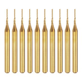 uxcell 10Pcs 0.7mm Titanium Coat Carbide End Mill Engraving Milling Cutter CNC Router Bits for PCB Machine, 1/8" Shank