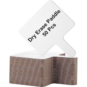 50 Pcs Dry Erase Paddles, Dry Erase Answer Paddle, Double Sided Handheld White Boards, Double Sided Paddles for Students Teachers Classroom Voting Bridal Shower Games(50 Pack,10 X 7.9 Inches)